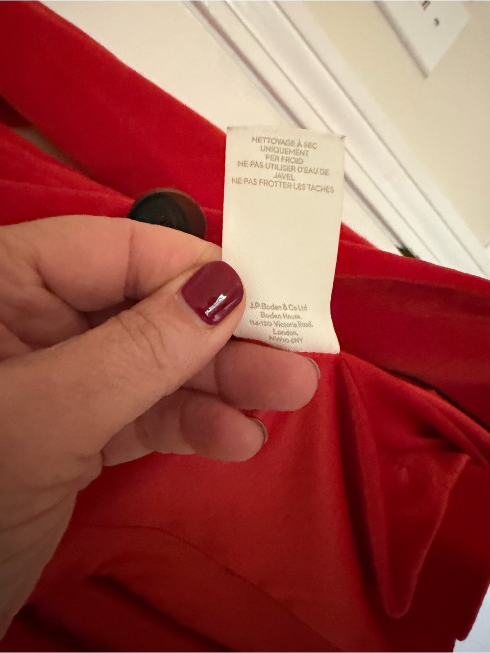 Boden Red Single-Button Velvet Blazer - Picture 6 of 8